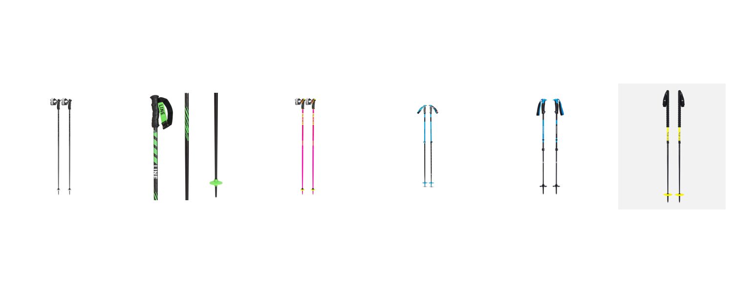 Ski pole lineup: LEKI, Black Diamond, Black Crows, LINE
