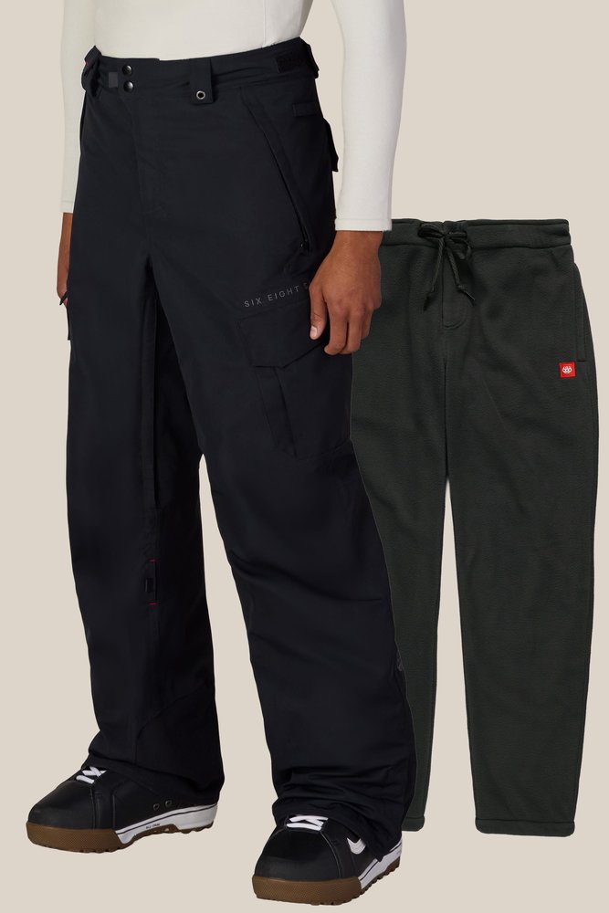 686 Smarty 3-in-1 Cargo snowboard pant with its removable fleece liner pant