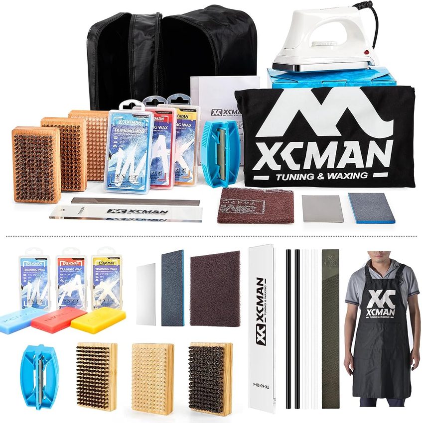 XCMAN Complete Ski and Snowboard Tuning and Waxing Kit with iron, wax, edge tuner, and P-Tex